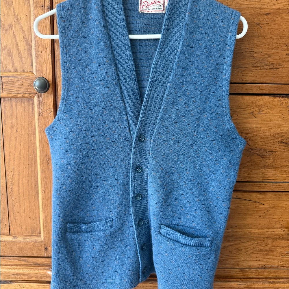 Vintage Blue Button-Up WoolVest
